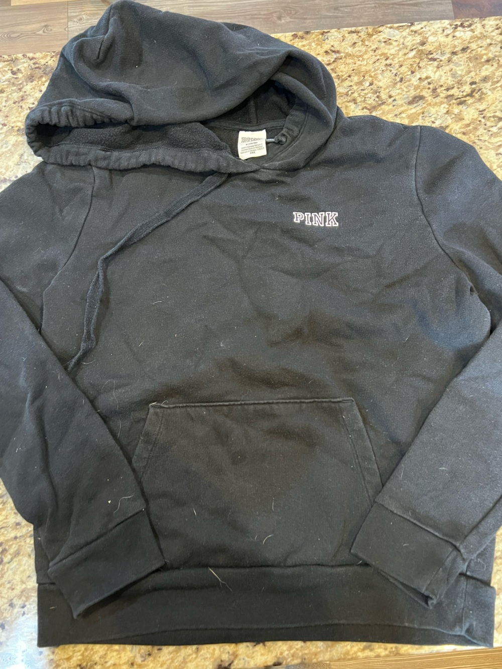 PINK Victoria's Secret Black Pullover Hoodie with Small Pink Logo